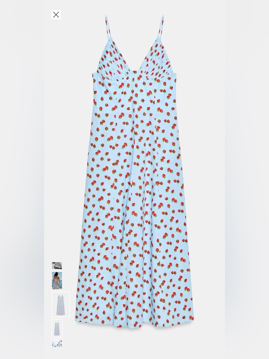 Zara Dresses & Skirts - Light Blue Strawberry Dress